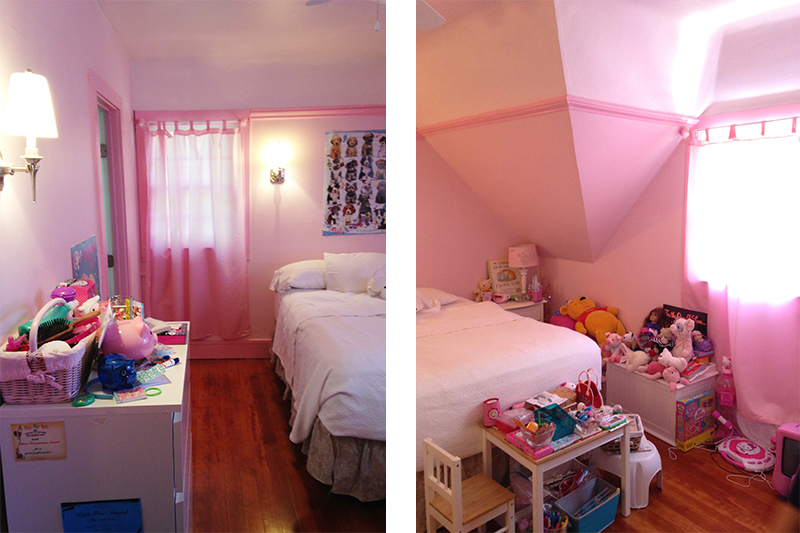 Before: pink everywhere and a need for additional storage.